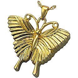Memorial Gallery MG-3310gp Antique Butterfly 14K Gold/Sterling Silver Plating Cremation Pet Jewelry