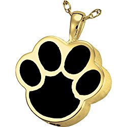 Memorial Gallery Pets 3127gp Black Inlay Paw Print 14K Gold/Silver Plating Cremation Pet Jewelry