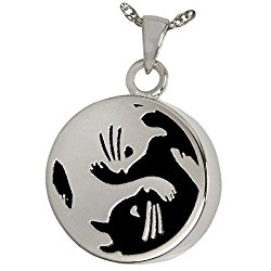 Memorial Gallery Pets 3552Sbe Kitty Yin Yang Sterling Silver Block Engraving Cremation Pet Jewelry