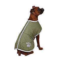 OHF Waterproof Dog Coat Quilted Reflective Cloak Soft Cozy Outdoor Raincoat Blanket Coat(4 Colors 5 Sizes) (Green, S)