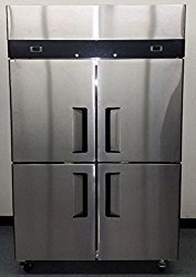 48″ 4 Door Refrigerator and Freezer Combo Stainless Steel Reach in Commercial Fridge/Freezer, 30.2 Cubic Feet, Dual Digital Thermostats, for Restaurant
