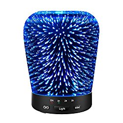 Aromatherapy Oil Diffuser, SZTROKIA 180ml Essential Oil Ultrasonic Cool Mist Humidifier with 3D 14 Color Changing Starburst LED lights