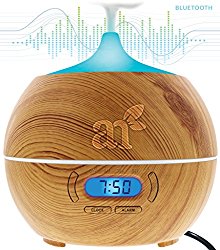 ArtNaturals Essential Oil Diffuser and Humidifier with Bluetooth Speaker Clock and Alarm – Electric Cool Mist Aromatherapy for Office/Home/Bedroom/Baby Room 7 Color LED Lights, 400 mL