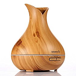 Easehold Aroma Essential Oil Diffuser Humidifer 400ml Cool Mist with Colorful Lights 4 Timer Wood Grain Finish