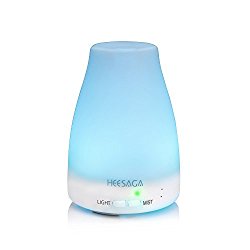 Essential Oil Diffuser, HEESAGA 120ml Aroma Essential Oil Cool Mist Humidifier with 7 Changing Colored LED Lights, Waterless Auto Shut-off and Adjustable Mist mode