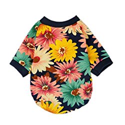 Fitwarm Fashion Summer Floral Dog T-shirt for Pet Dog Clothes Cozy Apparel, Large