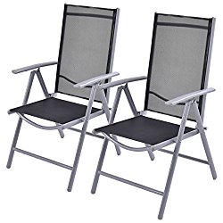 Giantex Set of 2 Patio Folding Chairs Adjustable Reclining Indoor Outdoor Garden Pool
