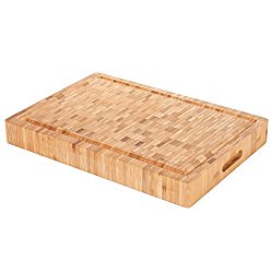 Heim Concept 1PC Premium Large [17″ x 12″ x 2″] Organic Bamboo Butcher Block Chopping Board Cutting Board, Professional Grade