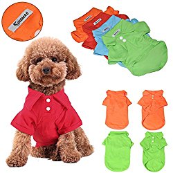 KINGMAS 4Pcs Pet Dog Puppy Polo T-Shirt Clothes Outfit Apparel Coats Tops (Medium)