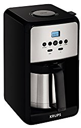 KRUPS ET351 SAVOY Programmable Thermal Stainless Steel Filter Coffee Maker Machine with Bold and 1-4 Cup Function, 12-Cup, Black