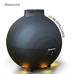 Large Aroma Globe Essential Oil Diffuser with Water 600ML , Aromatherapy Cool Mist Humidifier, Ultra Quiet Ultrasonic Nebulizer, Dark Wood Grain, Filter Free, Last Overnight