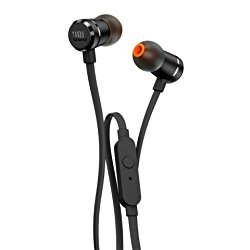 (New) Premium JBL – Harman Aluminum In-Ear Headphones with Tangle Free Cord and Pure Bass T290 High Performance with Universal 1 button remote/mic – Black Color