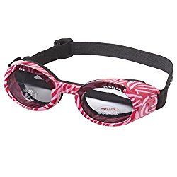 Doggles ILS Sunglass, Small, Pink Zebra Frame/Smoke Lens