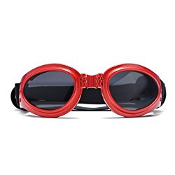 Krismile® New Fashionable Water-Proof Multi-Color Pet Dog Sunglasses Eye Wear Protection Goggles Small (Red)