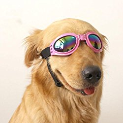 Top-Elecmart Pet Glasses Dog Sunglasses Dog Glasses Golden Retriever Samoyed Sunglasses Goggles Big Dog Eye Wear Protection (pink)