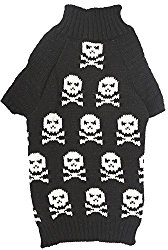 Black Fashion Pet Clothes Skull Print Dog Sweater for Dogs, Large (L) Size