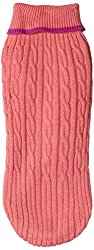 Fashion Pet Classic Cable Dog Sweater, Pink, Medium