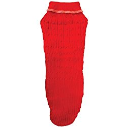 Fashion Pet Classic Medium Cable Dog Sweater, Red