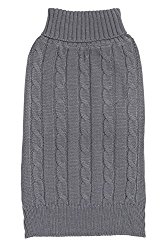 JoJo Winter Club Room Cable Knit Dog Sweater (Back Length 14″, Grey)