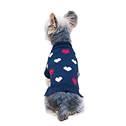 Stinky G Navy Blue Mini Heart Pet Sweater Medium #12