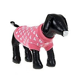 Weixinbuy Puppy Pet Dog Little Heart Printed Knitted Sweater Clothes Pink XX-Small