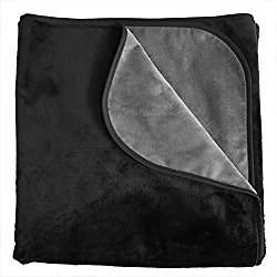 100% Waterproof Mambe Silky Soft Throw for Dogs, Cats, and People (Small 30″x 36″, 2 pack, Black-Charcoal)
