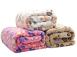 3-Pack Thick Warm Pet Fleece Blankets for Small Cats Dogs Animals