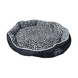 ALEKO® PB05L Large 28X24X5 Inch Soft Plush Pet Cushion Crate Bed For Dogs and Cats With Removable Insert Pillow, Black and White Leopard Print