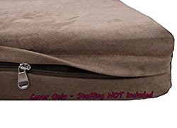 Dogbed4less DIY Pet Bed Pillow Brown MicroSuede Duvet Cover and Waterproof Internal case for Dog and Cat at 37X27X4 Inch – Covers only