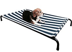 Dogbed4less Premium Heavy Duty Metal Elevated Pet Bed with Textilene Fabric for Medium to Large Dog 42″X28″X4″