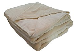 GoldenLiving168 Extra Large Super Soft Velour Pet Throw Blanket (Beige/Cream)