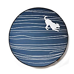 P.L.A.Y. Round Bed with Eco-Friendly Filler and 100-Percent Cotton Cover, Medium, Blue/Dog on Wire