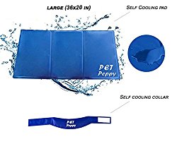 Petpeppy  Self Cooling Pressure Activated Pet Bed  with Free Pet Cooling Collar  – Designed For Cooling Overheated Pets, Non-Toxic, Re-Usable and WaterProof, Large