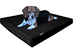 Dogbed4less Orthopedic Gel Infused Memory Foam Dog Bed, Waterproof Liner with Durable Black Canvas Cover, 37X27X4 Inch