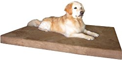 Dogbed4less Waterproof Liner Orthopedic Memory Foam Dog Bed with Washable Brown Microsuede Cover and External Case, 55-Inch x 37-Inch x 4-Inch (XX-Large)