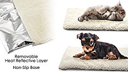 MareLight Self Warming Heating Pad Cushion Mat Bed for Dogs Cats Pets – Enclosed Heat Reflecting Layer Reflects Pets Own Thermal Body Heat – Washable Zippered Cover with Non Slip Bottom