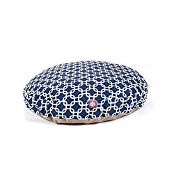 Navy Blue Links Large Round Indoor Outdoor Pet Dog Bed With Removable Washable Cover By Majestic Pet Products