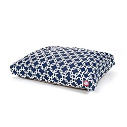 Navy Blue Links Medium Rectangle Indoor Outdoor Pet Dog Bed With Removable Washable Cover By Majestic Pet Products