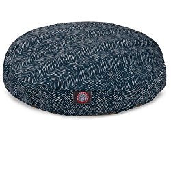 Navy Blue Navajo Large Round Indoor Outdoor Pet Dog Bed With Removable Washable Cover By Majestic Pet Products