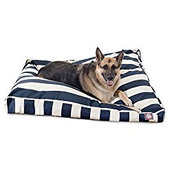 Navy Blue Vertical Stripe Extra Large Rectangle Indoor Outdoor Pet Dog Bed With Removable Washable Cover By Majestic Pet Products