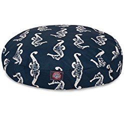 Navy Sea Horse Large Round Indoor Outdoor Pet Dog Bed With Removable Washable Cover By Majestic Pet Products