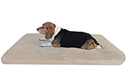 Orthopedic XLarge Waterproof Memory Foam Pad Dog Bed with Tan Washable Suede Case and Extra Cover, Fit 48″X30″ XL crate