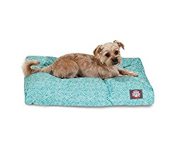 Teal Navajo Small Rectangle Indoor Outdoor Pet Dog Bed With Removable Washable Cover By Majestic Pet Products