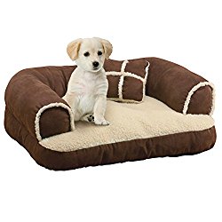 Warm, Cozy Dog Sofa Bed with Pillow, 23 3/4″ L x 18 1/4″ W