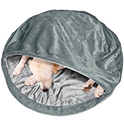 FurHaven Round Snuggery Burrow Pet Bed, Gray, 35″