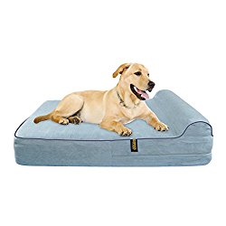 KOPEKS 7” Orthopedic Memory Foam Dog Bed with 3” Pillow, X-Large, Grey