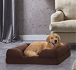 Petlo Orthopedic Mattress Pet Sofa Bed – Solid Memory Foam Couch for Medium / Large Dogs & Cats with Washable Removable Cover, 36″ x 28″ x 9″ (Chocolate Brown)