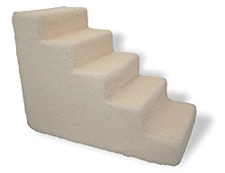 Pet stairs for tall bed Foam Pet steps White 5 Step Dog Cat Animal Ramp