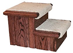 Premier Pet Steps Tall Raised Panel Dog Steps, Carpeted Tread with a Rich Cherry Stain, 12-Inch