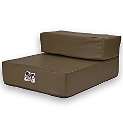 Smooth Steps Folding Leather Pet Stairs by Weebo Pets (Brown)